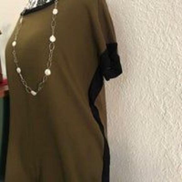 Zara Olive Green Black Bordered Shirt - Picture 2 of 6